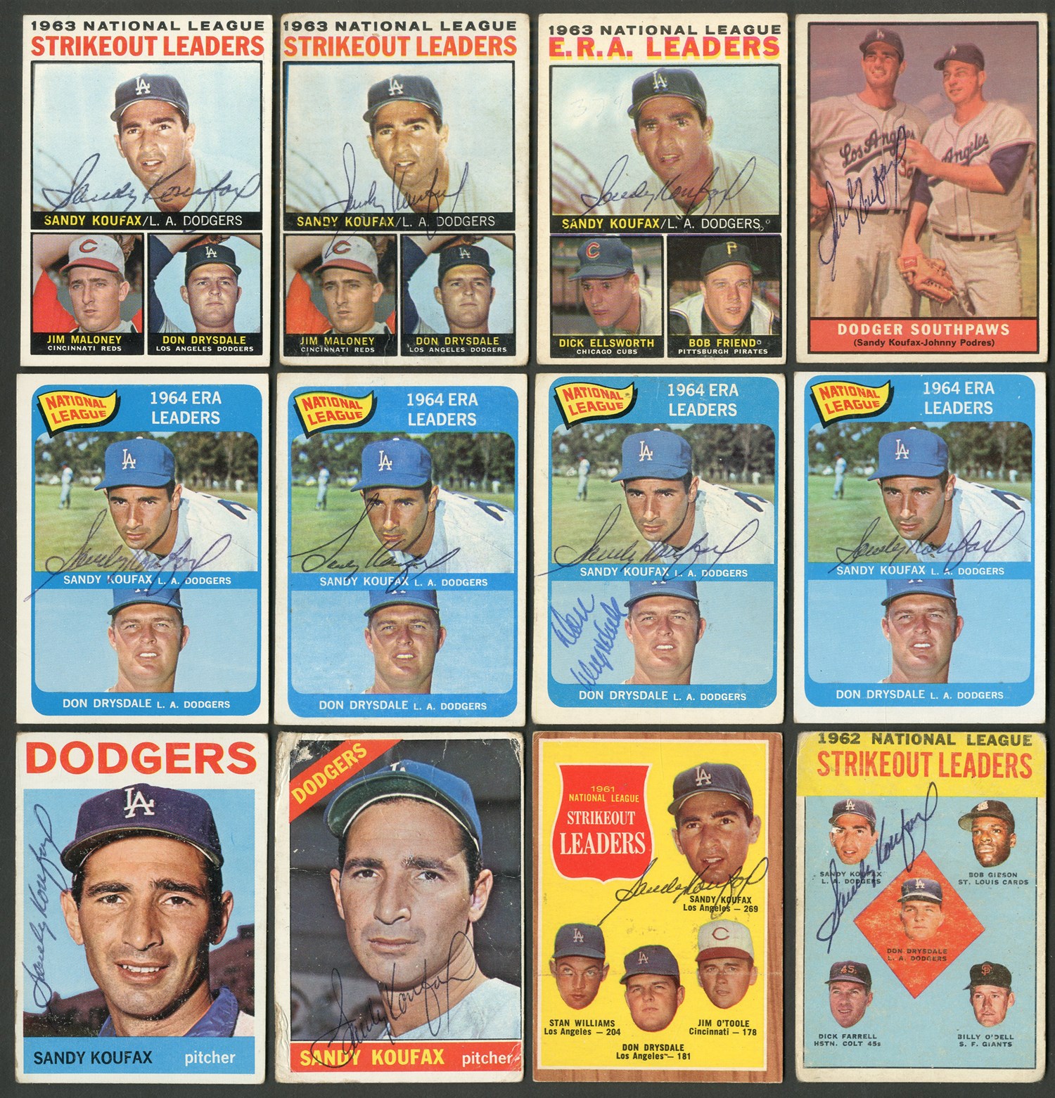 Baseball and Trading Cards - Extensive Sandy Koufax Signed Topps Collection (26)