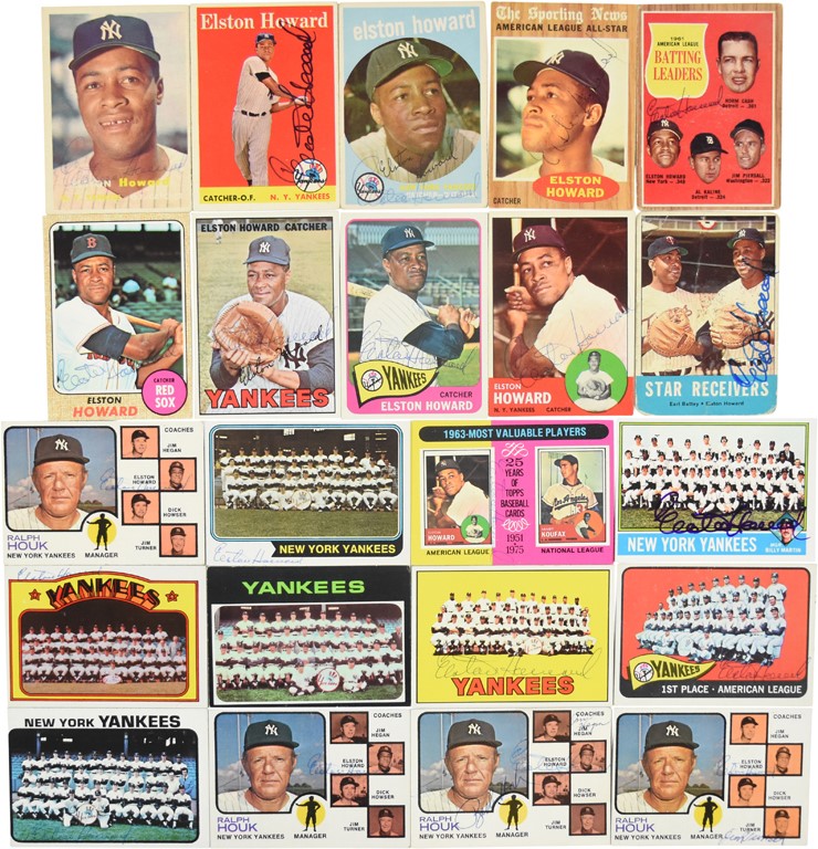 Baseball and Trading Cards - Fantastic 1950s-70s Topps Elston Howard Signed Card Collection (25)