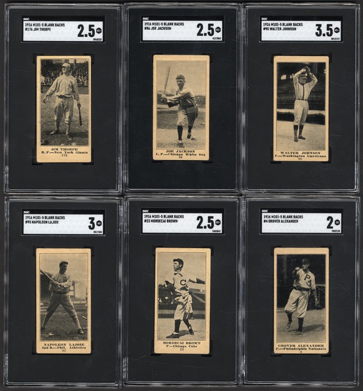 Baseball and Trading Cards - 1916 M101-5 Sporting News Blank Back Near-Complete Set (175/200)