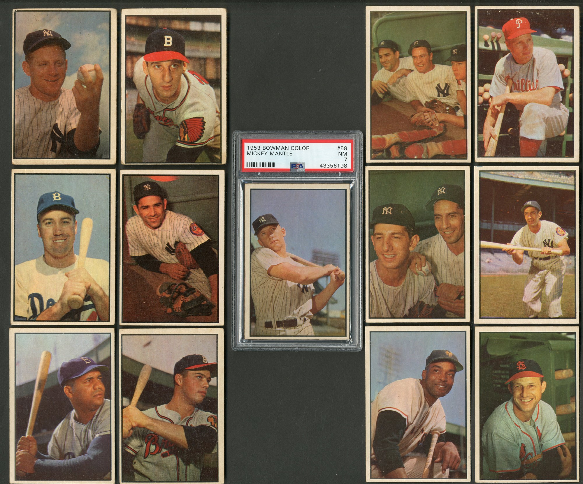 Baseball and Trading Cards - 1953 Bowman Color Complete Set with PSA 7 Mantle (160)