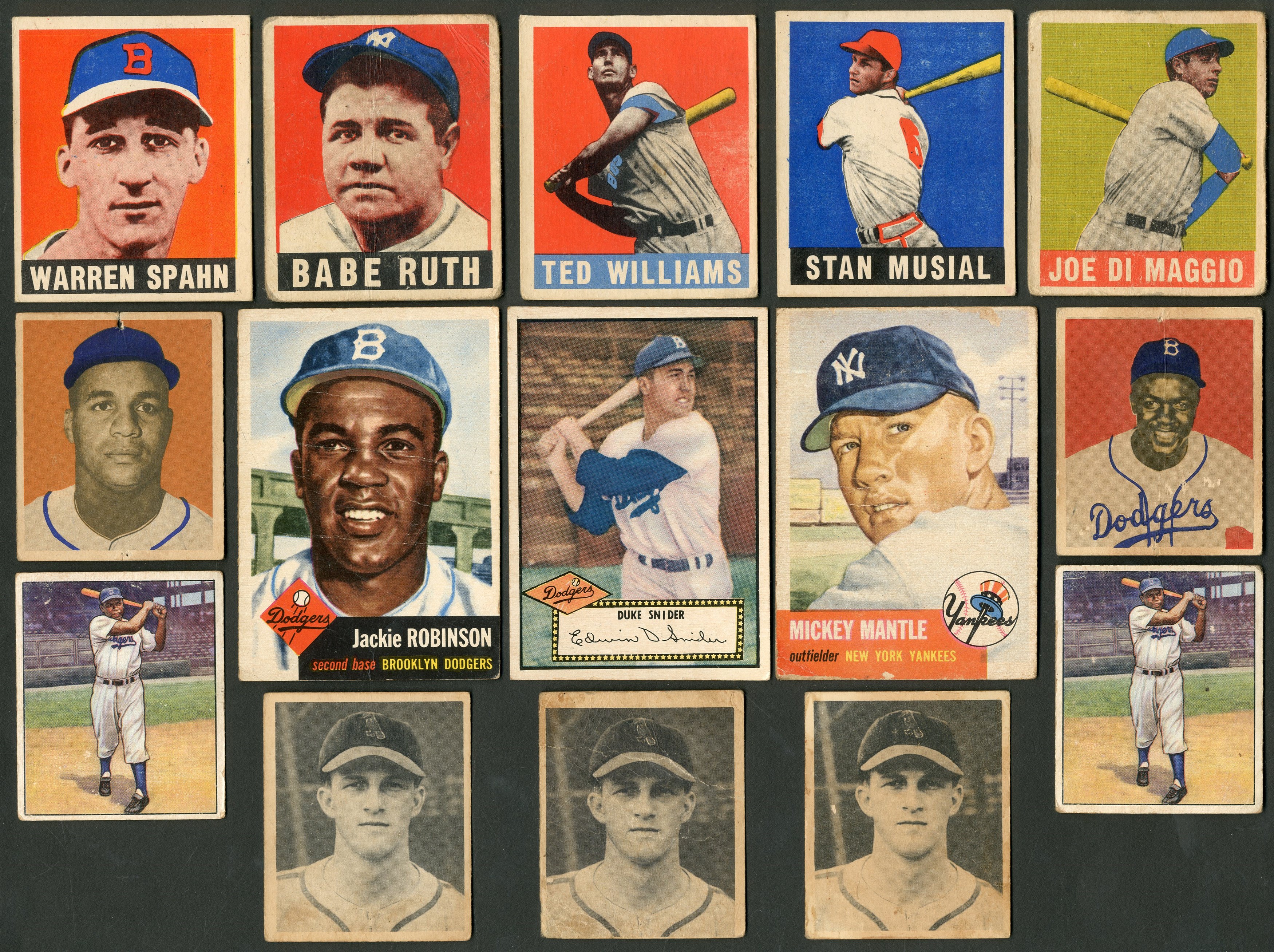 Baseball and Trading Cards - 1940s-50s Topps, Bowman & Leaf Hall of Famer Collection (90+)