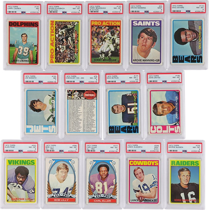 - High Grade 1972 Topps Football Complete Set with PSA Graded (13)