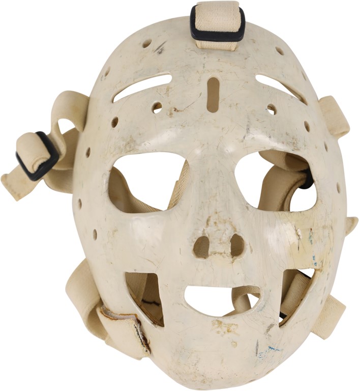 Bobby Orr And The Boston Bruins - 1970s Ross Brooks Boston Bruins Game Worn Mask (Brooks Letter, Photo-Matched)