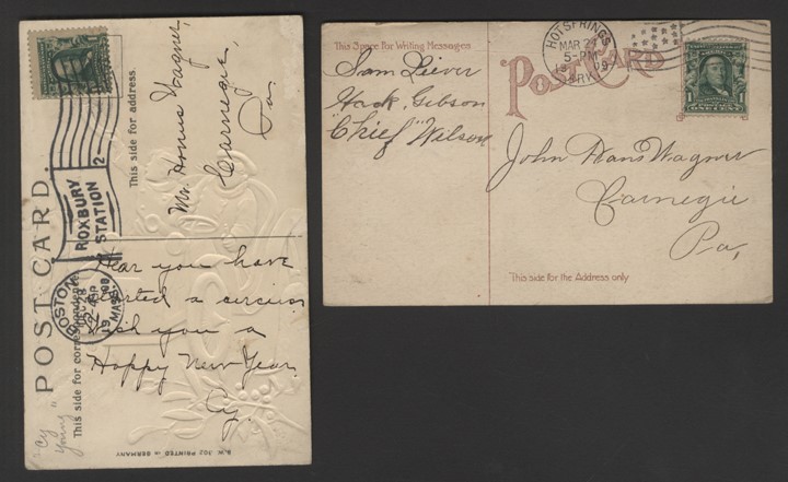 1908-1909 Postcards Addressed to Honus Wagner