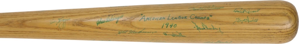 Ty Cobb and Detroit Tigers - 1940 "American League Champs" Detroit Tigers Game Used & Team-Signed Bat