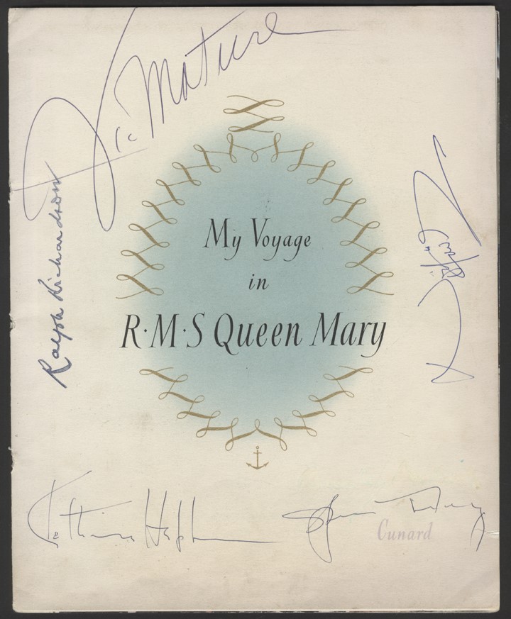 Rock And Pop Culture - 1961 Spencer Tracy & Katherine Hepburn Signed RMS Queen Mary Program