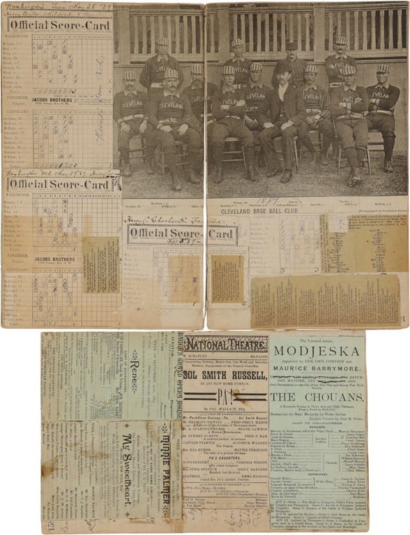 Cleveland Indians - Historic 1889 Cleveland Baseball Club Montage with Scorecards
