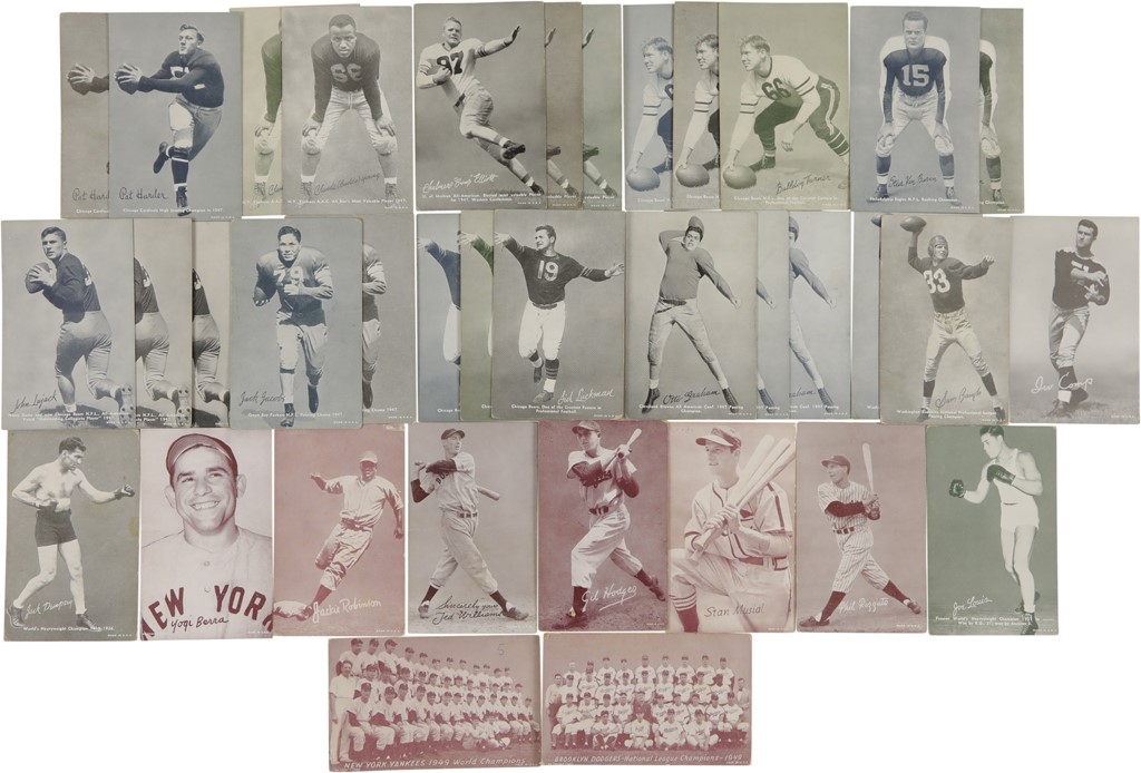 Baseball and Trading Cards - 1940s-50s Football, Baseball and More Exhibit Card Collection - Many Scarce Examples (200+)