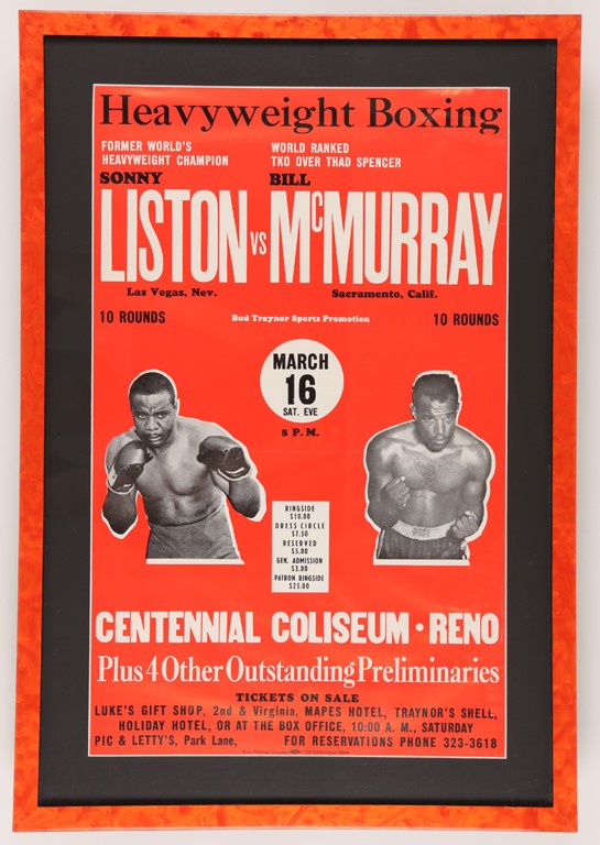 Muhammad Ali & Boxing - 1968 Sonny Liston vs Bill McMurray Site Poster