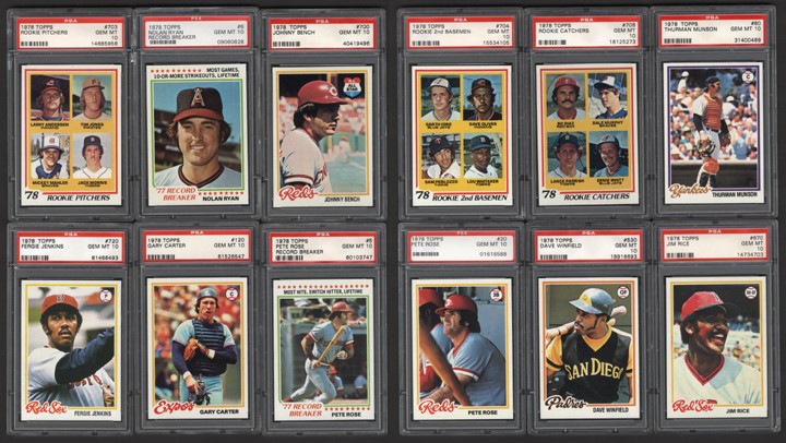 Baseball and Trading Cards - 1978 Topps PSA GEM MINT 10 Graded Partial Set with Hall of Famers (536/726)