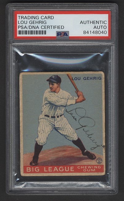 Baseball and Trading Cards - Signed 1933 Goudey Lou Gehrig #92 (PSA)