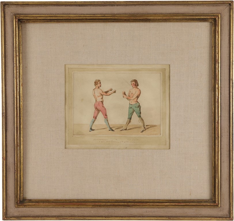 Muhammad Ali & Boxing - 18th Century Humphreys vs. Mendoza Watercolor