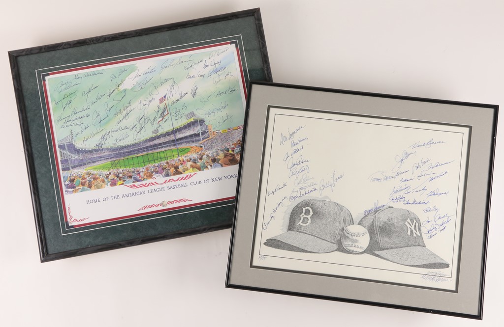 Baseball Autographs - Two New York Baseball Signed Prints
