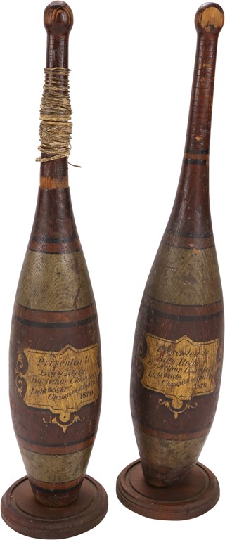 - 1879 Billy Reilly Lightweight Championship Presentation Indian Clubs (Pair)