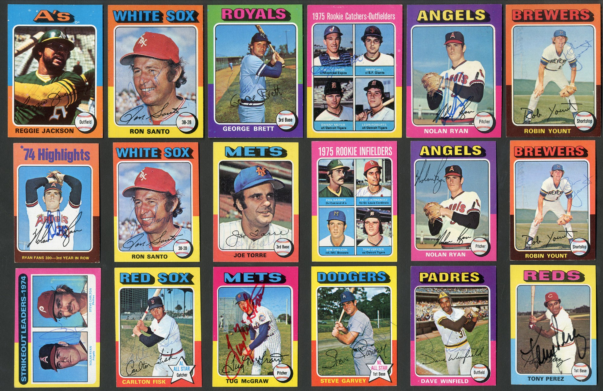 - 1975 Topps & Mini Signed Partial Sets with Hall of Famers (1,200+ Cards)