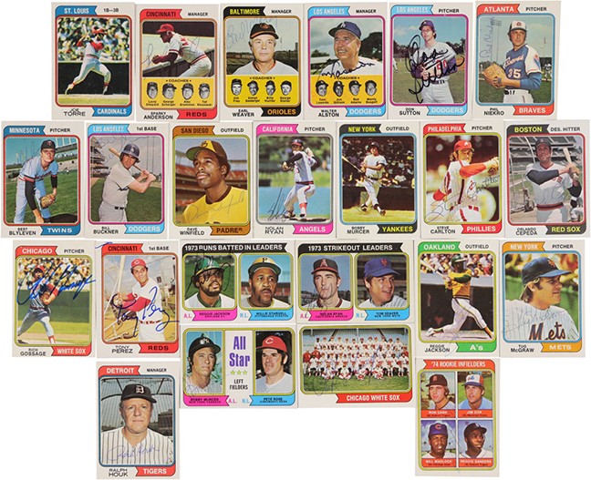 Baseball and Trading Cards - 1974 Topps Signed Partial Set with Rookies & Hall of Famers (830+)
