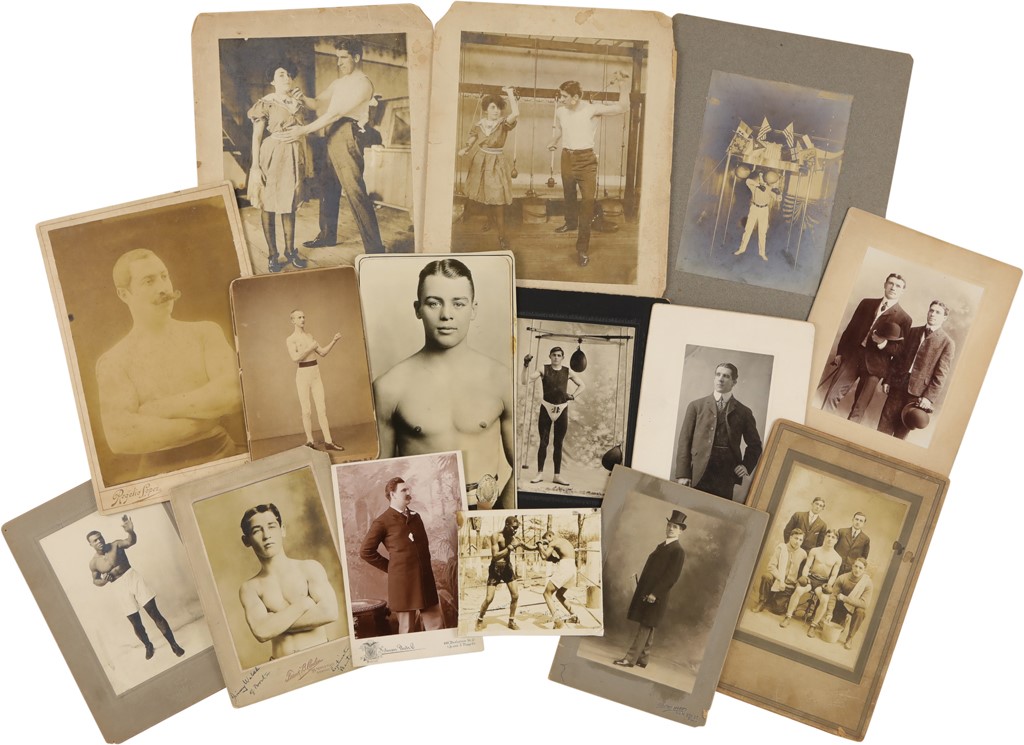 - Fantastic Collection of Early Boxing Cabinets and Mounted Photographs (80+)