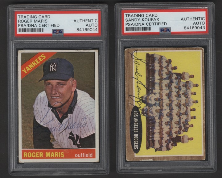 Baseball and Trading Cards - Roger Maris and Sandy Koufax Signed Cards
