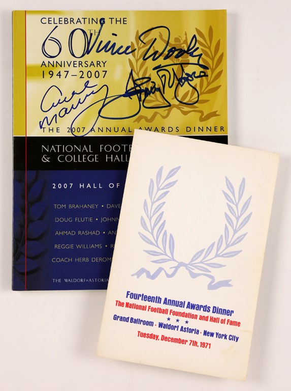 Football - Two College Football HOF Dinner Programs Signed (In Person)