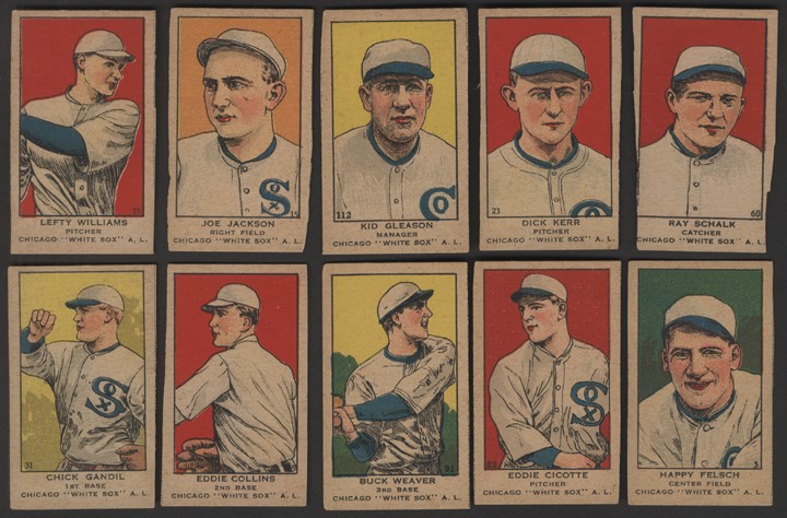 Baseball and Trading Cards - 1919-21 W514 BB Strip Card Lot w/All Black Sox & Joe Jackson (10)