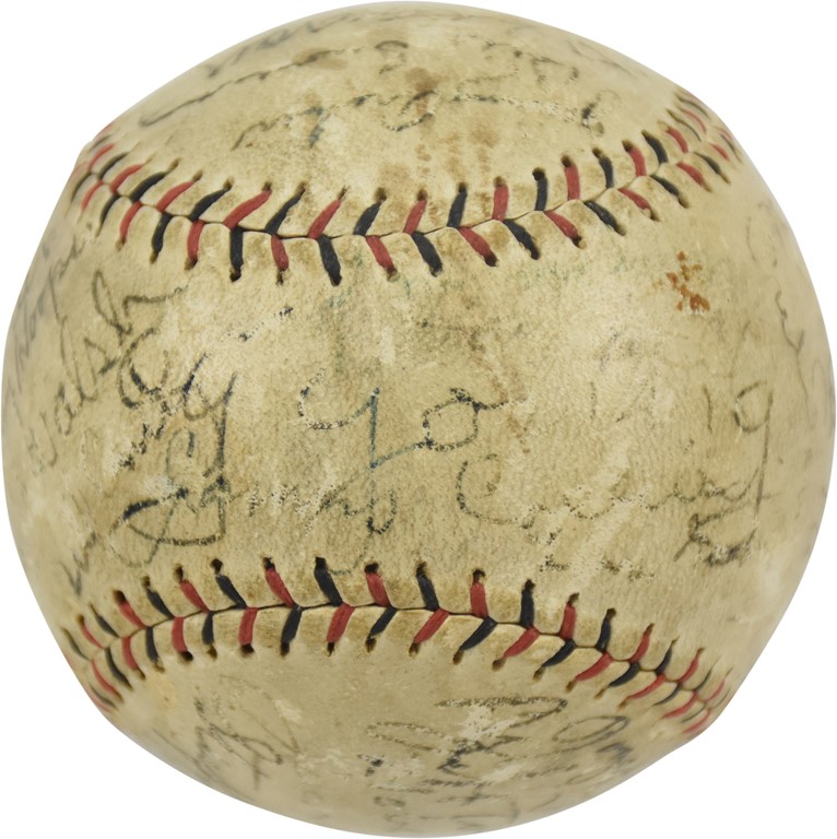 Dick Hoblitzell Collection - 1930 Boston Post Old Timers Day Team Signed Baseball - From Babe Ruth's Roommate (PSA)