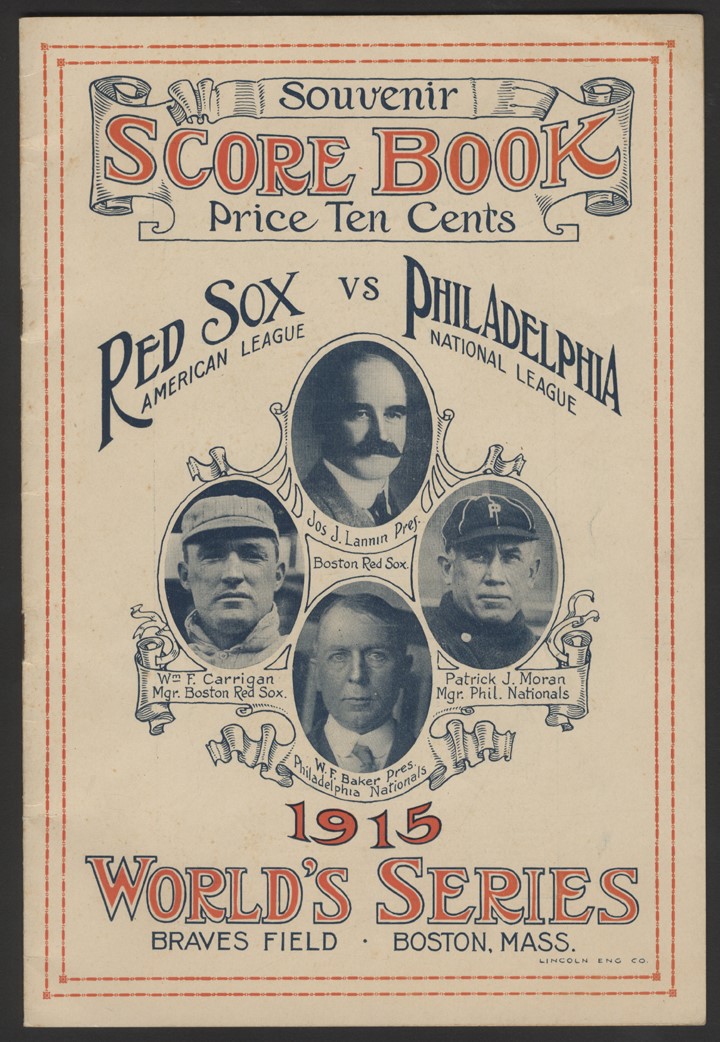 Dick Hoblitzell Collection - 1915 World Series Game Four Program From Babe Ruth's Roommate