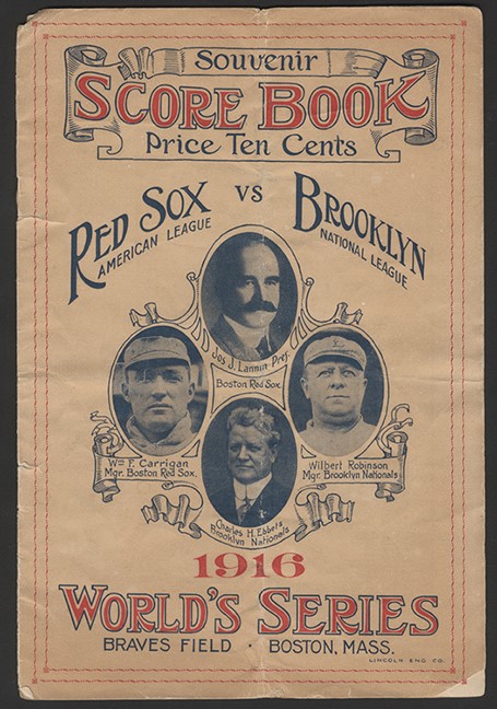 Dick Hoblitzell Collection - 1916 World Series Program From Babe Ruth’s Roommate