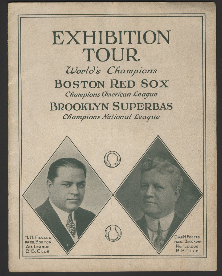 Dick Hoblitzell Collection - 1917 Boston Red Sox vs. Brooklyn Superbas Exhibition Tour Program From Babe Ruth's Roommate