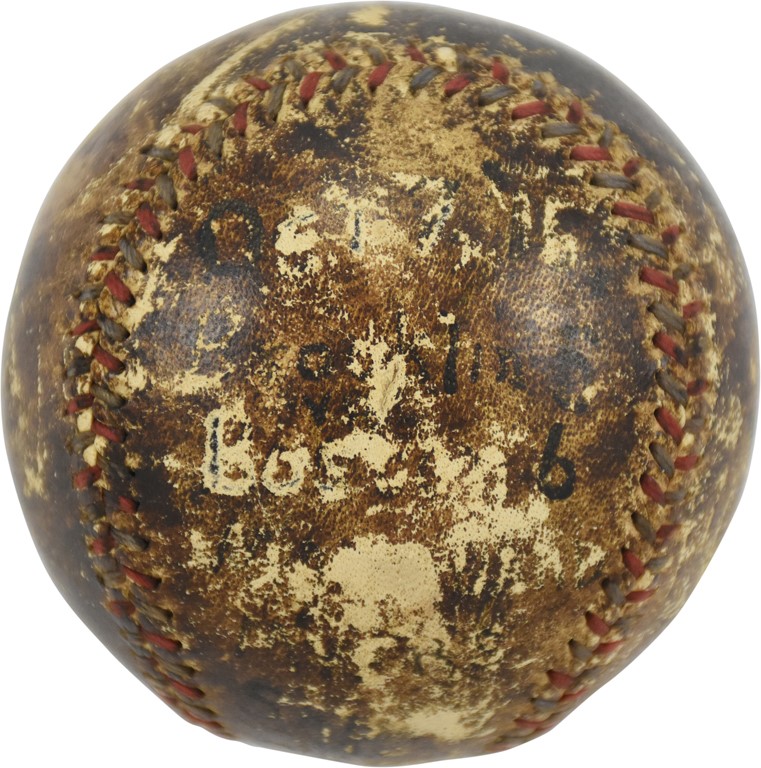 Documented 1916 World Series "Opening Game" Game Used Baseball From Babe Ruth's Roommate
