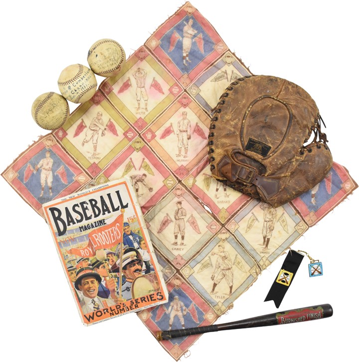 Dick Hoblitzell Game Worn Glove, Game Balls & More (20+) From Babe Ruth's Roommate