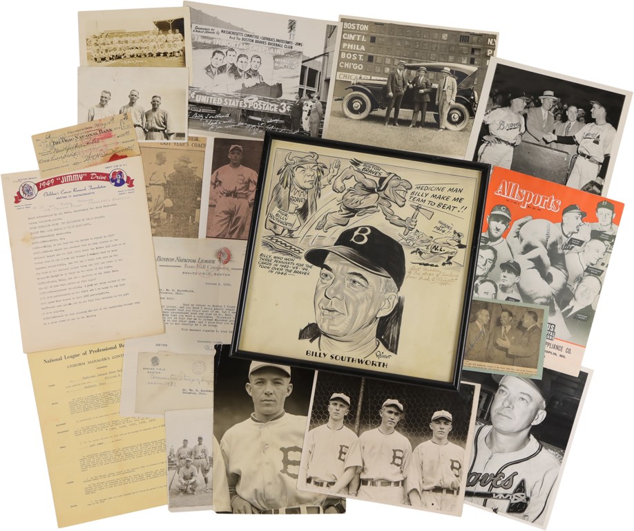 Boston Sports - Billy Southworth Collection Featuring Photos, Signatures, and Contract (90+)
