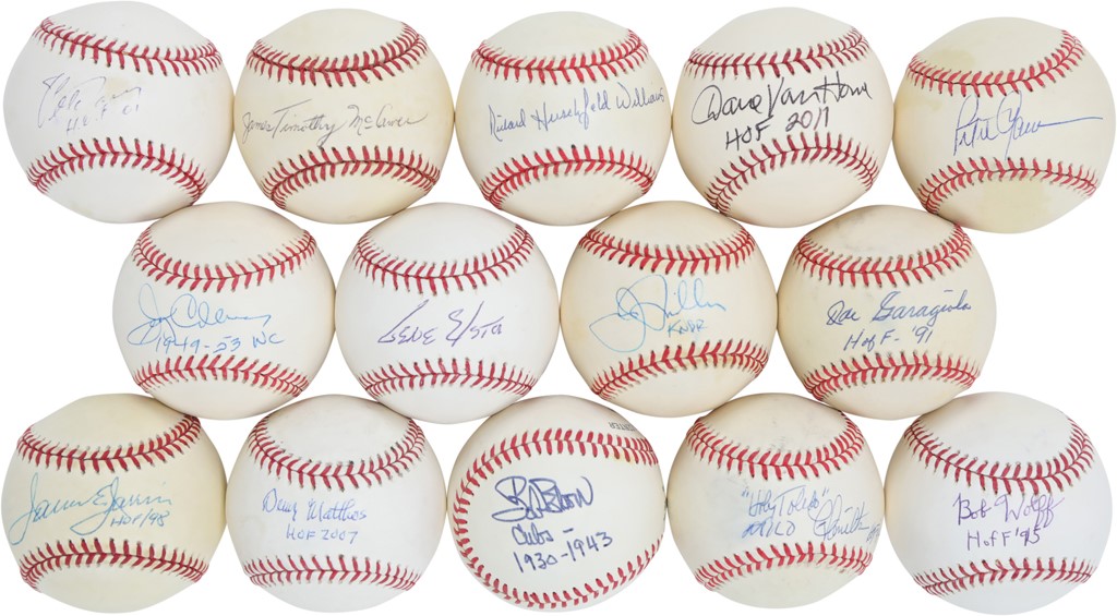 Baseball Autographs - Sportscasters Single Signed Baseball Collection w/Vin Scully (25+)