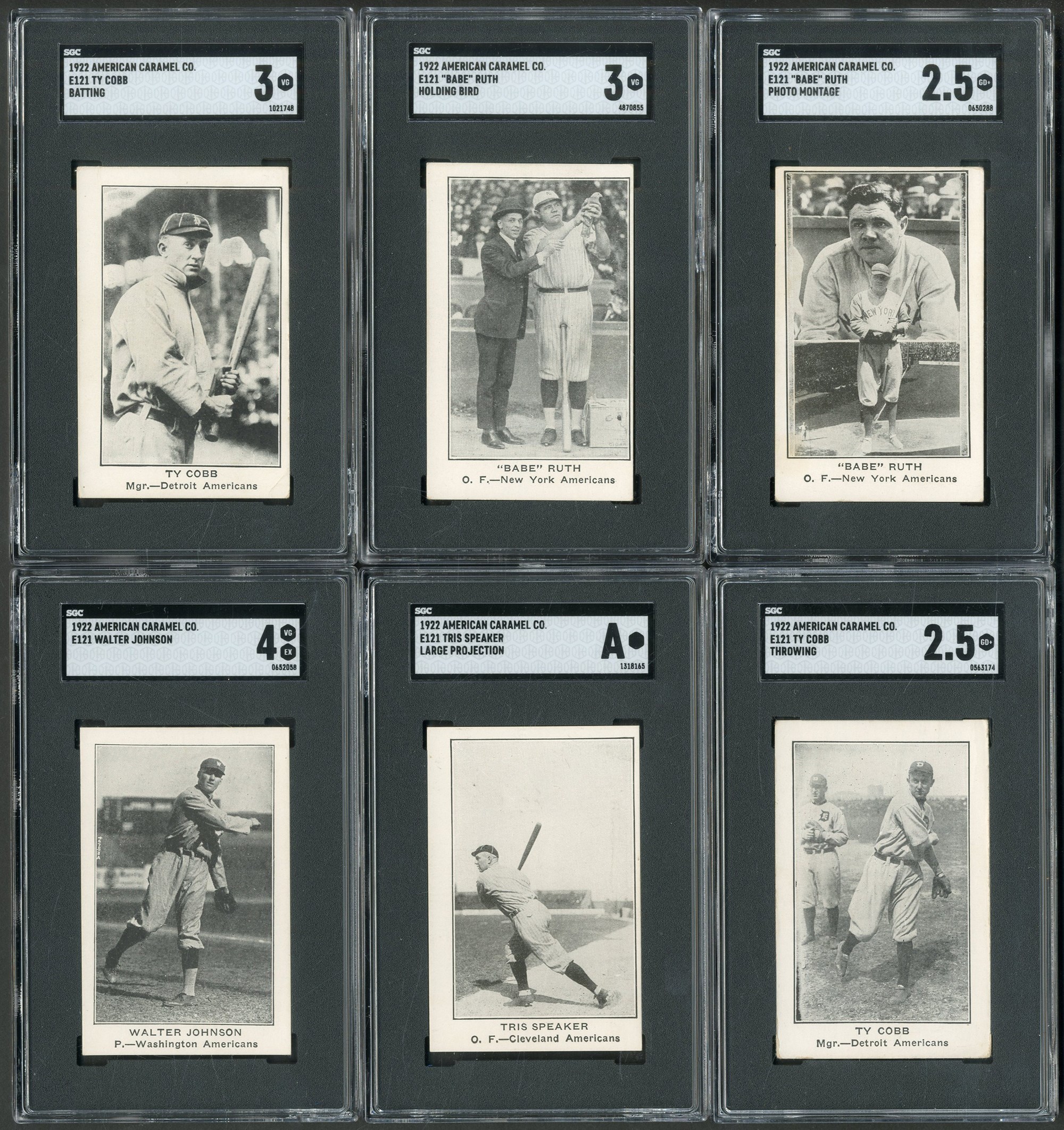 Baseball and Trading Cards - 1922 E121 American Caramel Partial Set - Two Ruth & Two Cobb (90)