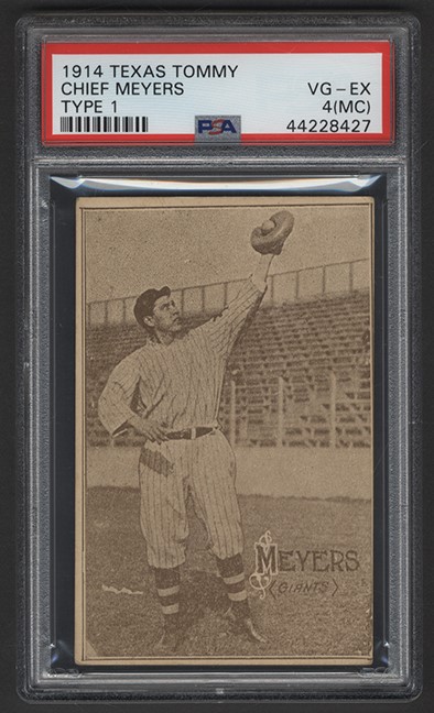 Baseball and Trading Cards - 1914 E224 Texas Tommy Type 1 Chief Meyers PSA 4 (MC) - Pop 1 Highest Graded!