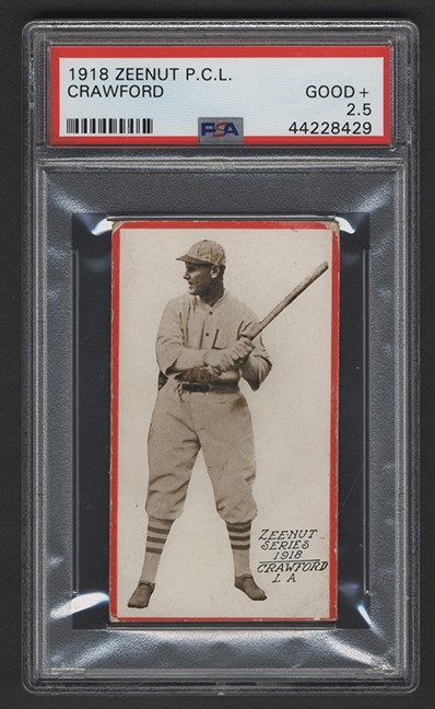 Baseball and Trading Cards - 1918 Zeenut PCL Sam Crawford (PSA GOOD+ 2.5) - Only PSA Graded Example!