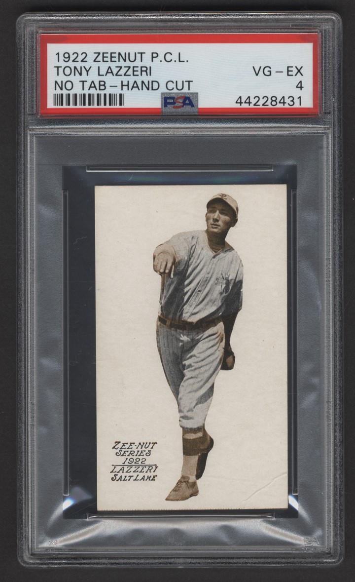 Baseball and Trading Cards - 1922 Zeenut PCL Tony Lazzeri Rookie (PSA VG-EX 4) - Only PSA Graded Example!