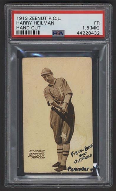 Baseball and Trading Cards - 1913 Zeenut PCL Harry Heilman (PSA) - Only PSA Graded Example!