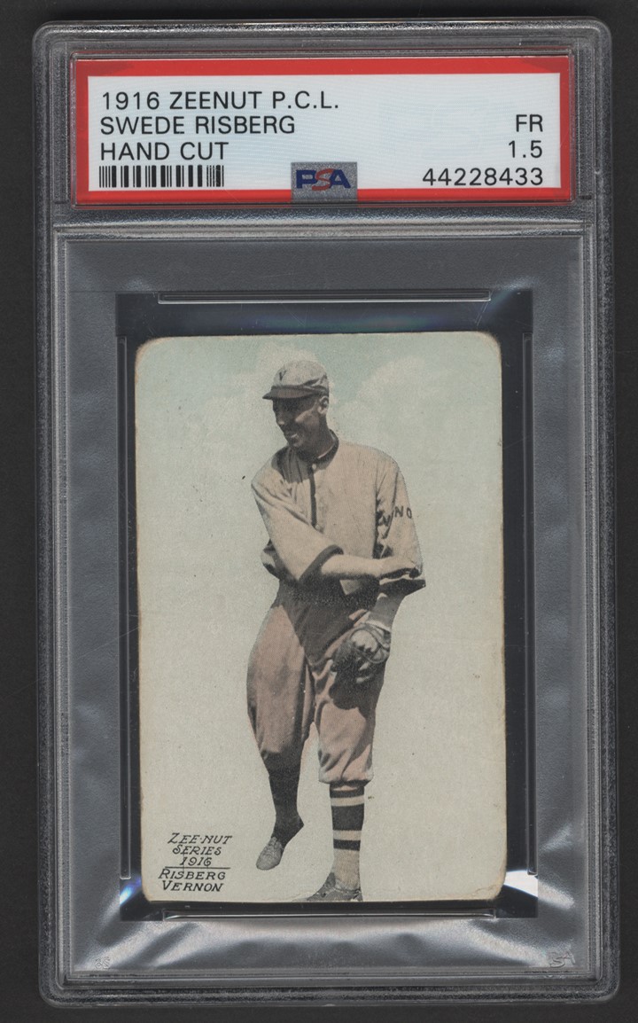 Baseball and Trading Cards - 1916 Zeenut PCL "Black Sox" Swede Risberg (PSA) - Pop 1 Highest Graded!