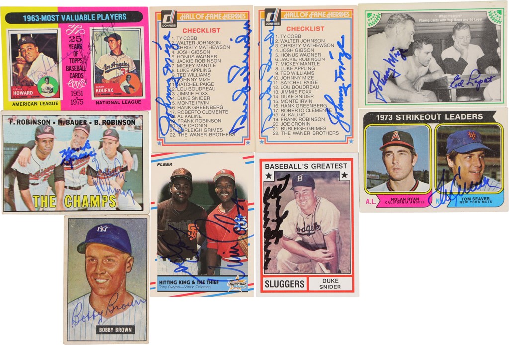 Baseball and Trading Cards - Vintage Signed Baseball Card Collection w/Koufax & Mays (50+)
