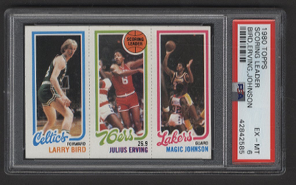 Basketball Cards - 1980 Topps Bird/Magic/Erving Rookie PSA EX-MT 6