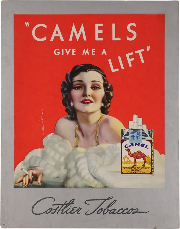 Rock And Pop Culture - 1930s "Camels Give Me A Lift" Counter Sign by Rolf Armstrong