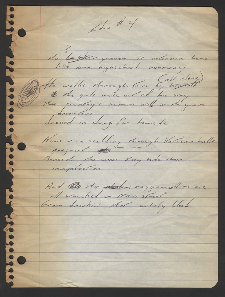 Rock And Pop Culture - 1973 "Lost in the Flood" Original Handwritten Lyrics by Bruce Springsteen