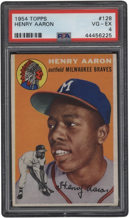 Baseball and Trading Cards - 1954 Topps #128 Hank Aaron Rookie PSA VG-EX 4