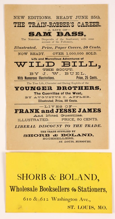1882 Frank and Jesse James, Wild Bill, Younger's Handbill