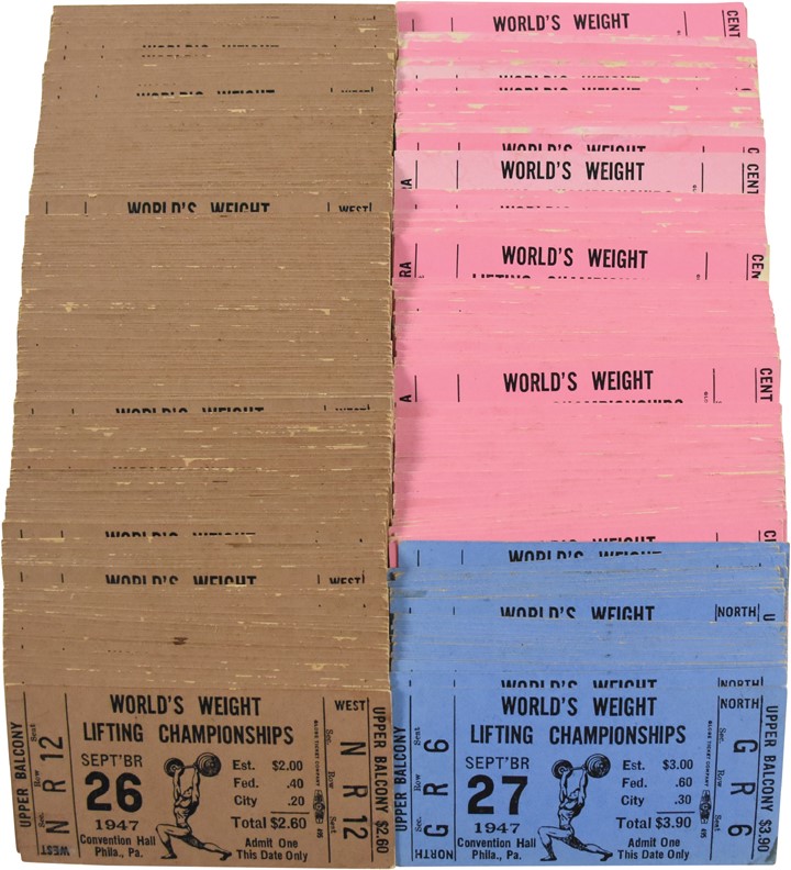 Olympics and All Sports - Find of 1947 World's Weightlifting Championships Full Tickets (Approx. 250)