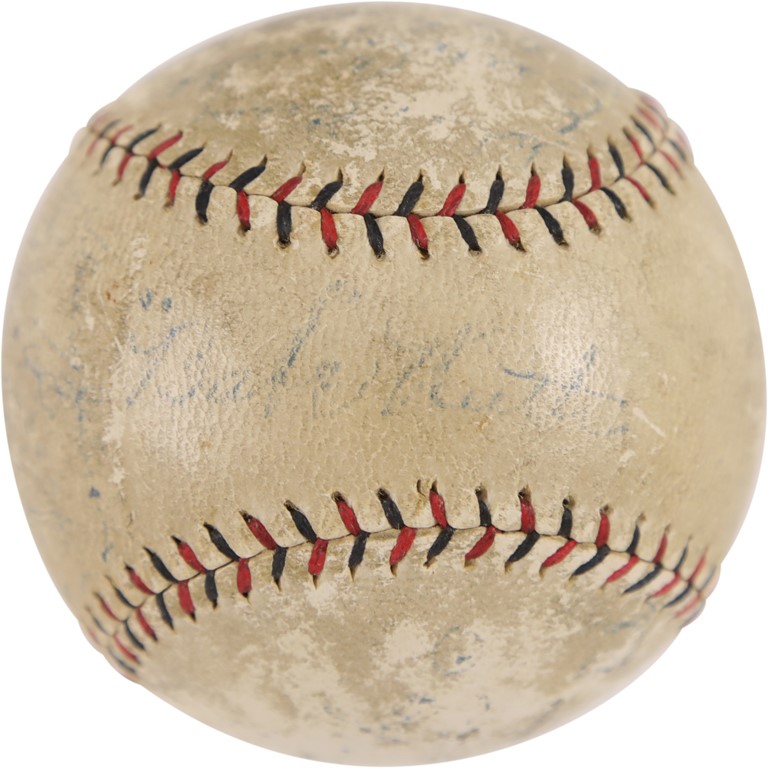 - 1925 New York Yankees Team Signed Baseball with Ruth & Gehrig (PSA)