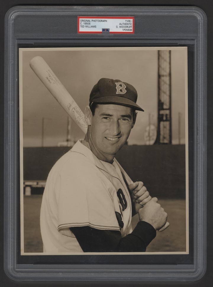 - 1950's Ted Williams Type I Photograph Used for 1954, 55 & 56 Topps Cards (PSA)