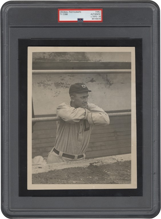 1915-16 Ty Cobb "Surveys the Action" Photo from The Boston Collection (PSA Type I)