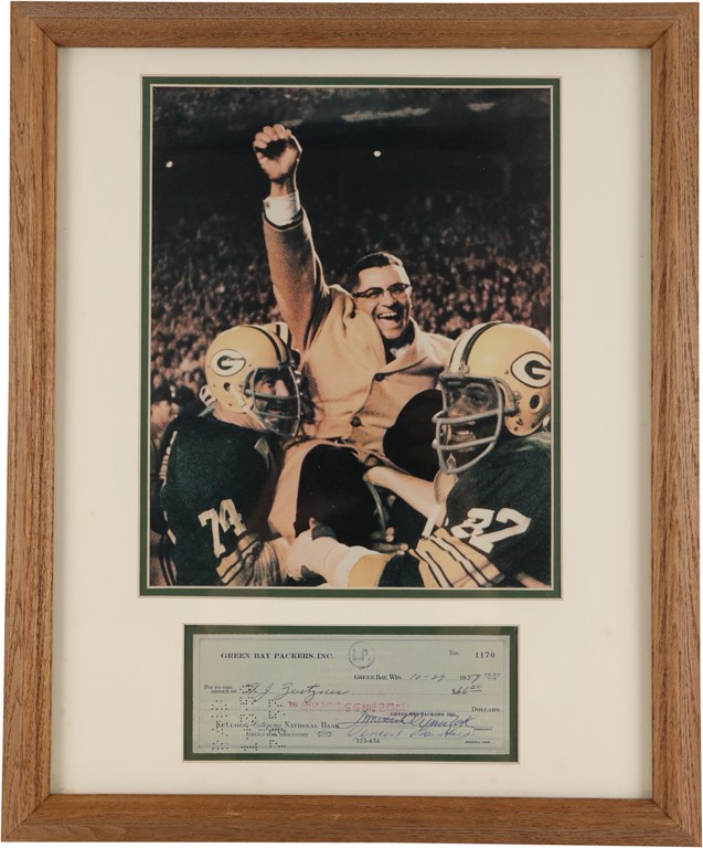 1959 Vince Lombardi Signed Check Display (JSA)