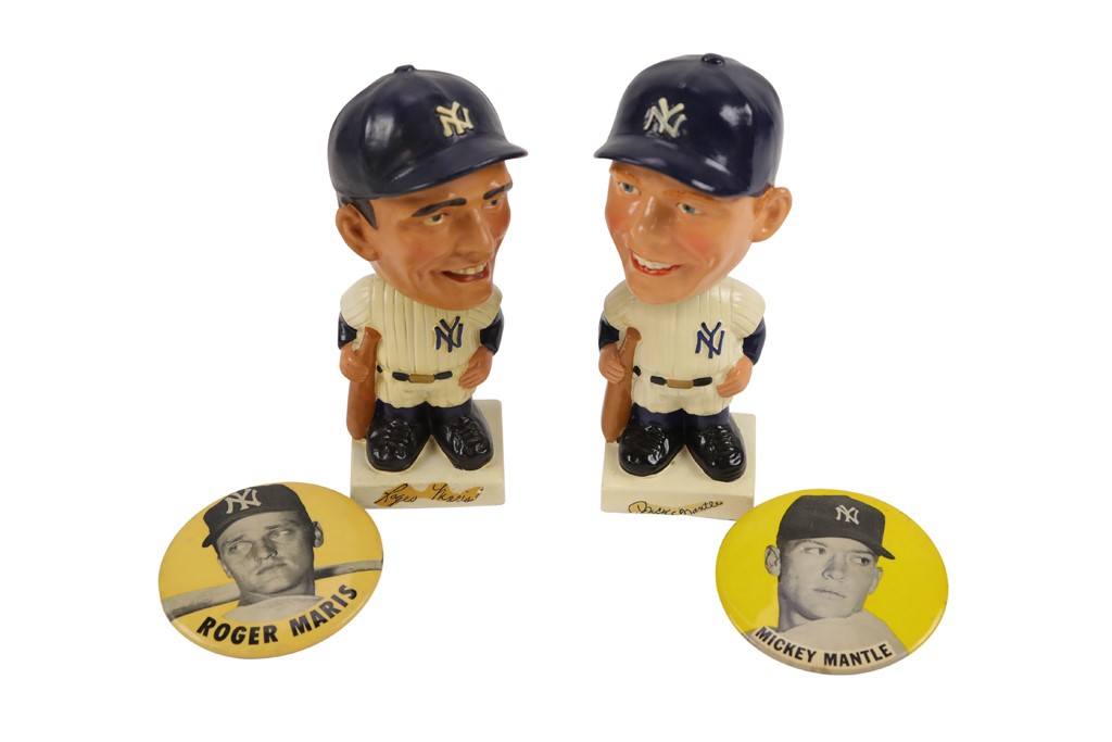 1960's Mickey Mantle & Roger Maris Bobbing Heads and Buttons